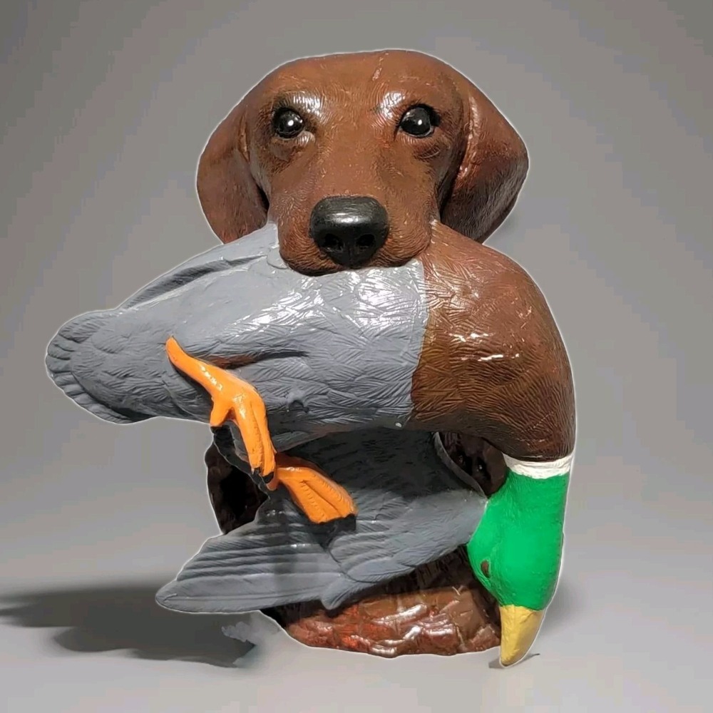 Porcelain Hand Painted Hunting Bird Dog German Pointer With Duck Man Cave Cabin
